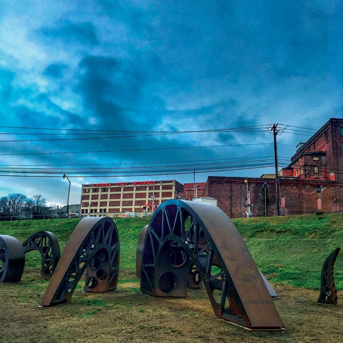 Metal fabrication of Gertie’s Ghost public sculpture by Engineered Artworks for Sound Transit in Tacoma WA