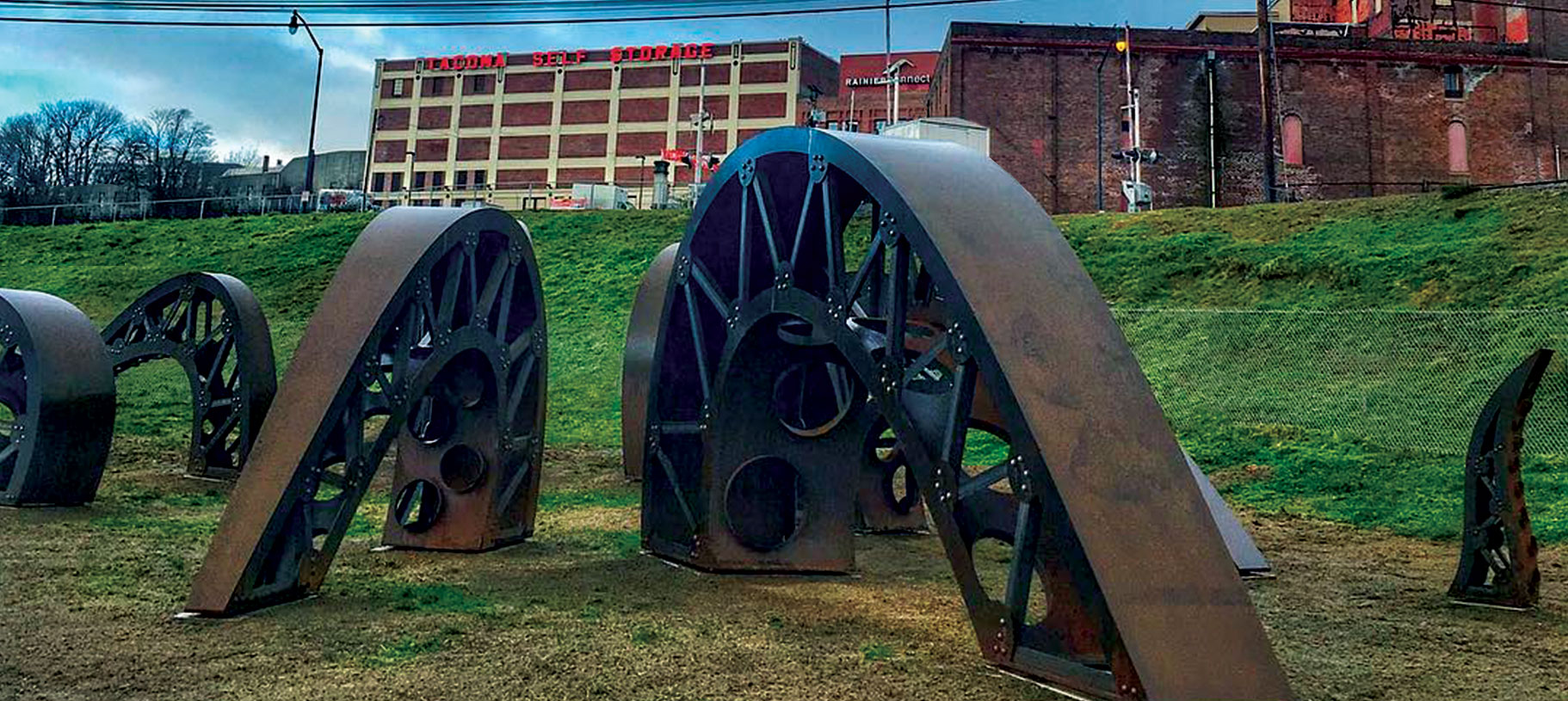 Metal fabrication of Gertie’s Ghost public sculpture by Engineered Artworks for Sound Transit in Tacoma WA