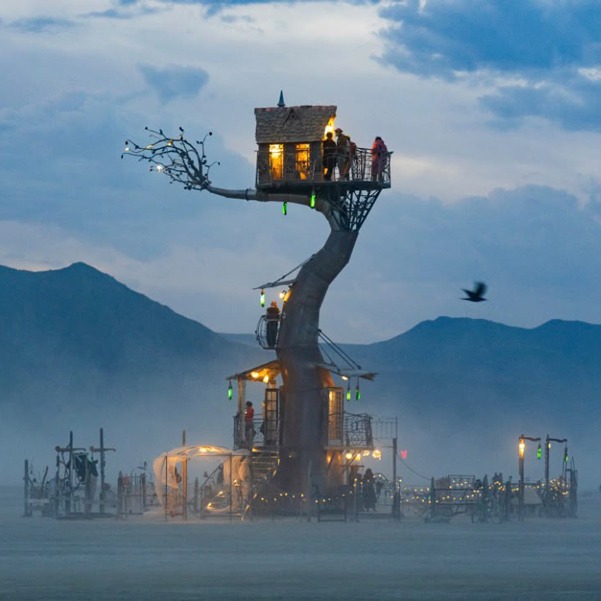 Above & Below, a 40-foot climbable beanstalk sculpture by Sean Orlando, Burning Man 2026. Photo by Duncan Rawlinson, Duncan.co